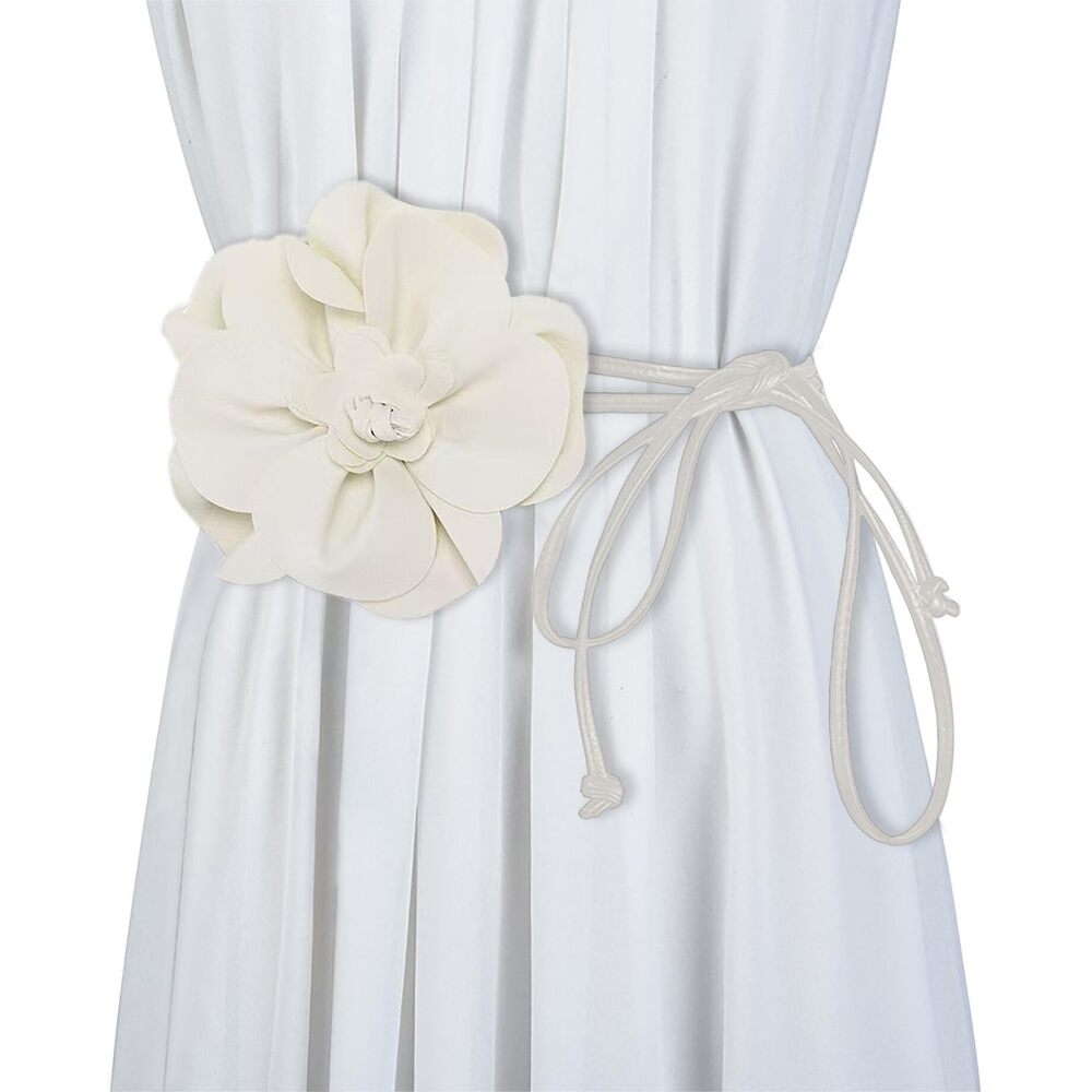 5631 Women Boho Pu Leather Big Flower Waist Belt Dresses Tie Bow Band